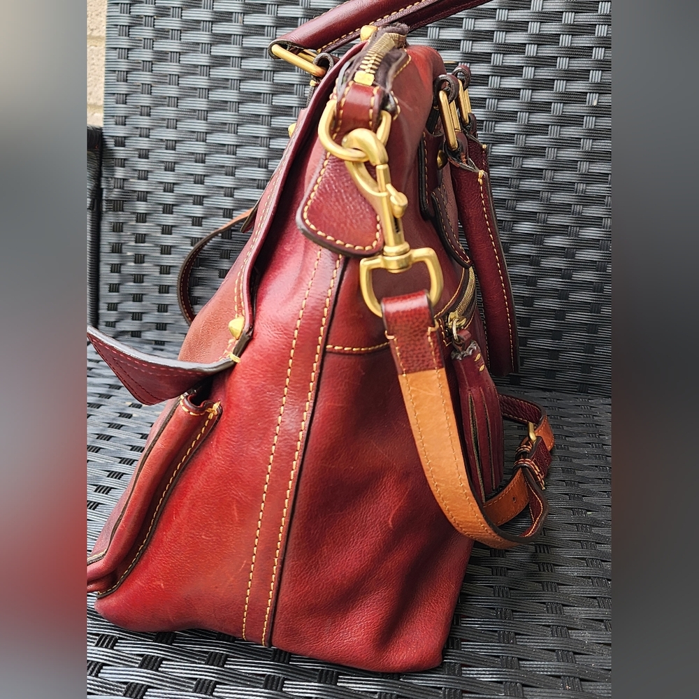 Dooney & Burke Florentine Clayton Burgundy Leather Handbag - Picture 4 of 16